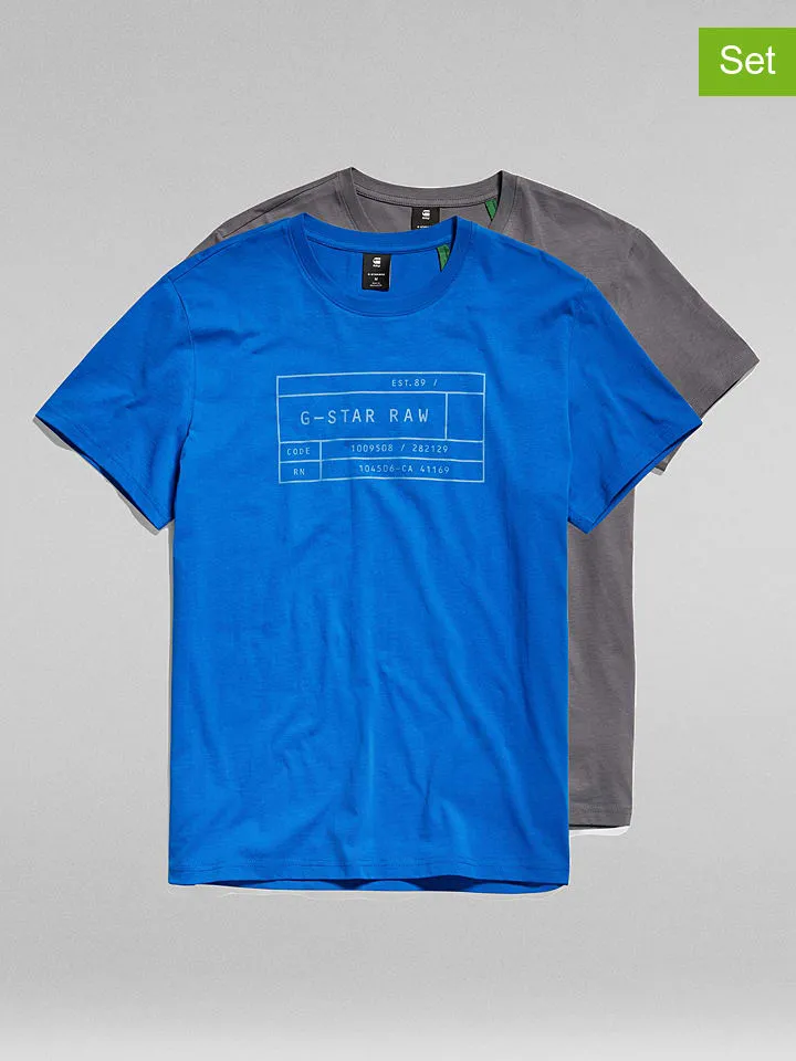 2DELIGE SET: SHIRTS BLAUW/GRIJS