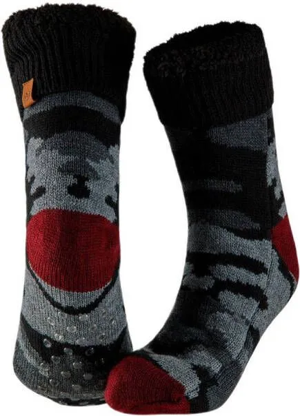 Apollo huissokken met camouflageprint rood grijs
