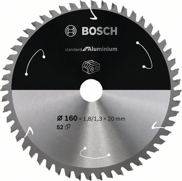 BOSCH Zaagblad voor accuzagen; Standaard voor aluminium 160x20/15.875x1.8/1.3x52T 2608837757
