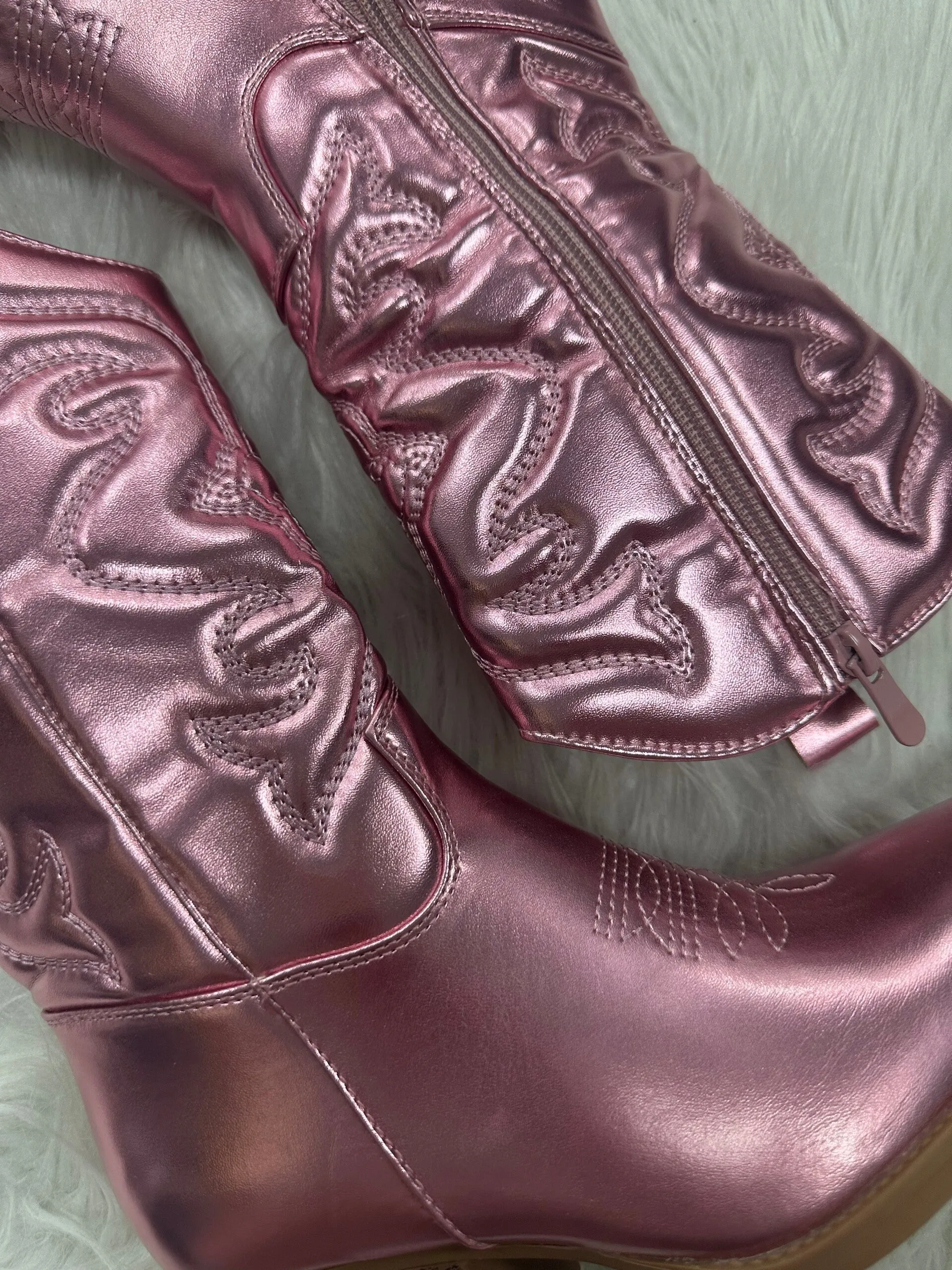 Cowboylaarzen metallic roze