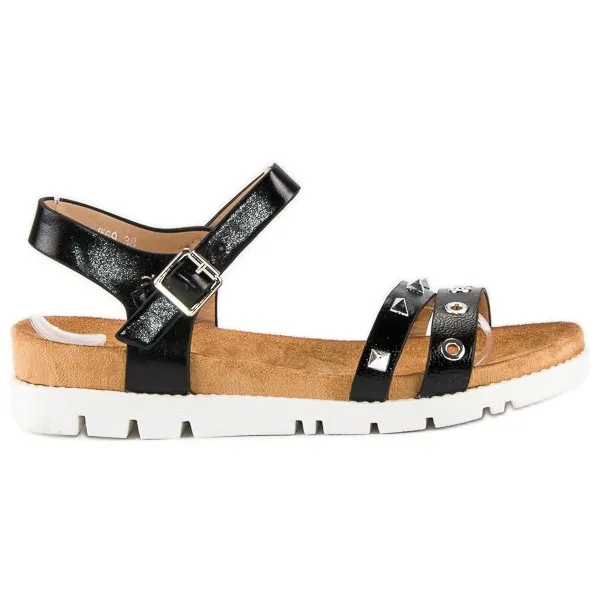 Forever Folie Zwarte sandalen met strass