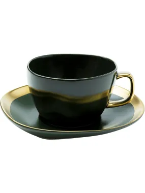 Koffiekop "Vibrations" zwart/goudkleurig - (H)15,7 x Ø 18 cm