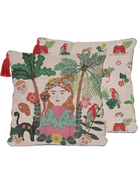 Kussenhoes "Frida and Jungle" beige - (L)45 x (B)45 cm