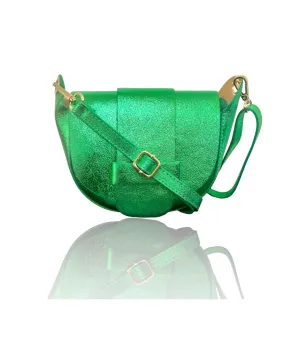 Leren Schoudertas Yara Metallic | Groen