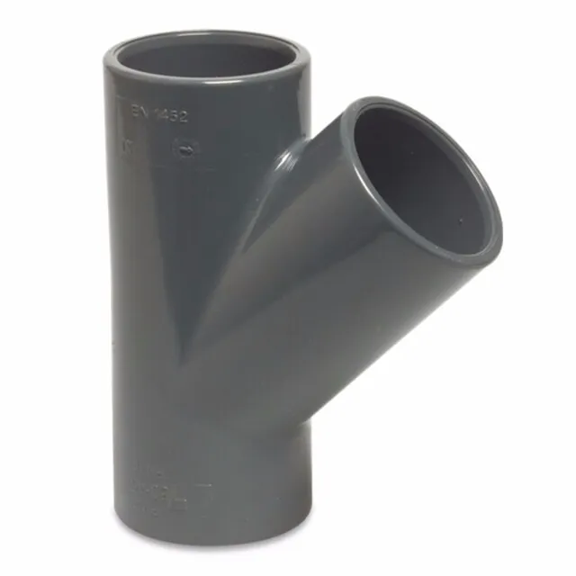 MEGA TSTUK 45° PVCU 90 MM LIJMMOF 10BAR GRIJS