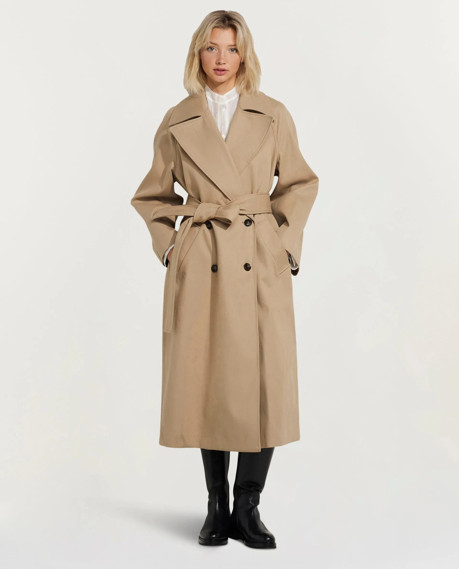 Róhe Katoenen trenchcoat