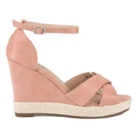 Seastar Suède sandalen met sleehak roze