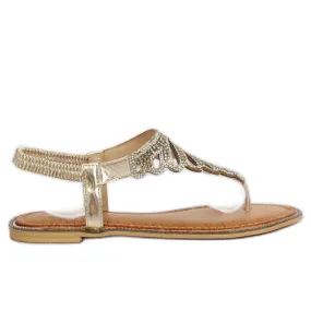 Slippers met steentjes ZY172 L.GOLD gouden