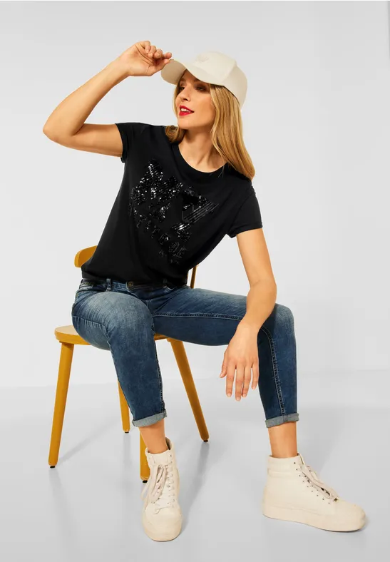 STREET ONE TSHIRT MET PAILLETTEN