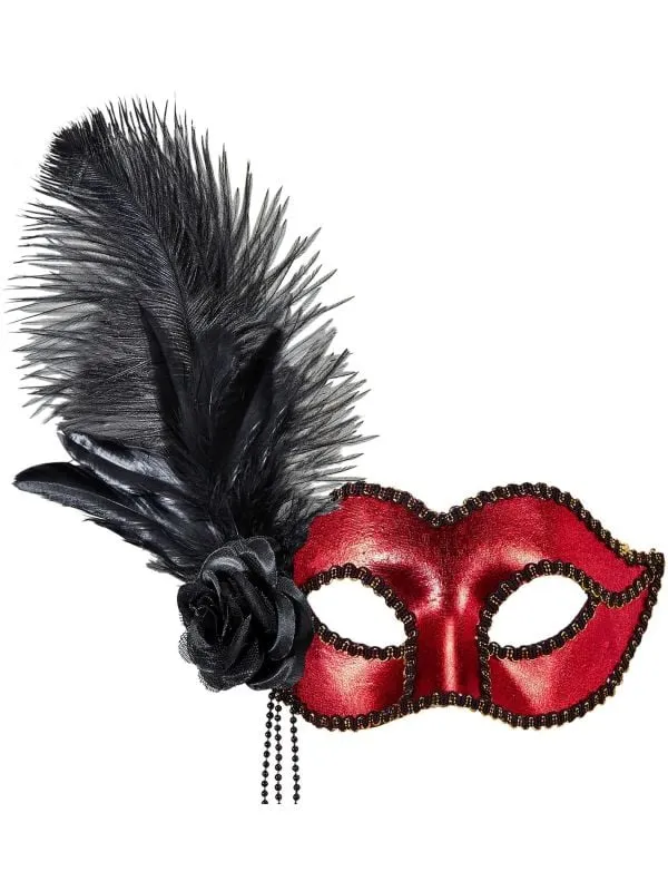 Venetiaans oogmasker met roos en veren