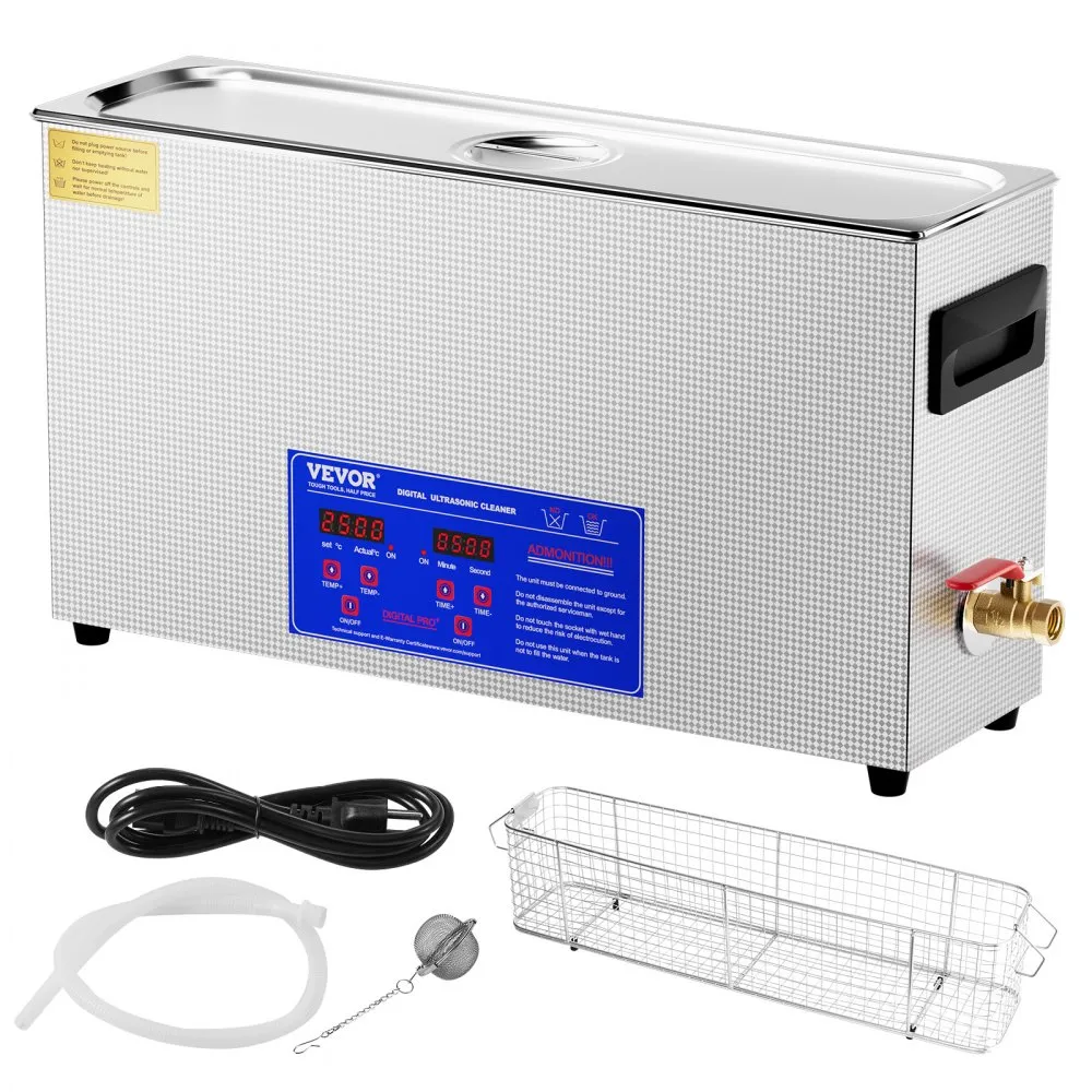 VEVOR 10 LUltrasone reiniger Ultrasone pistoolreiniger 300W timer verwarmingsmand