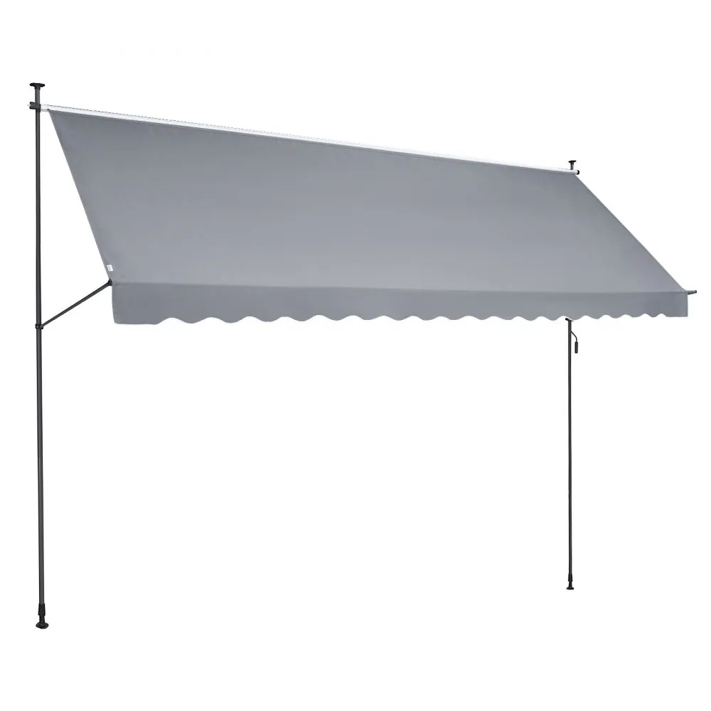 VEVOR balkonluifel luifel klemluifel zonwering met zwengel 450x120cm grijs
