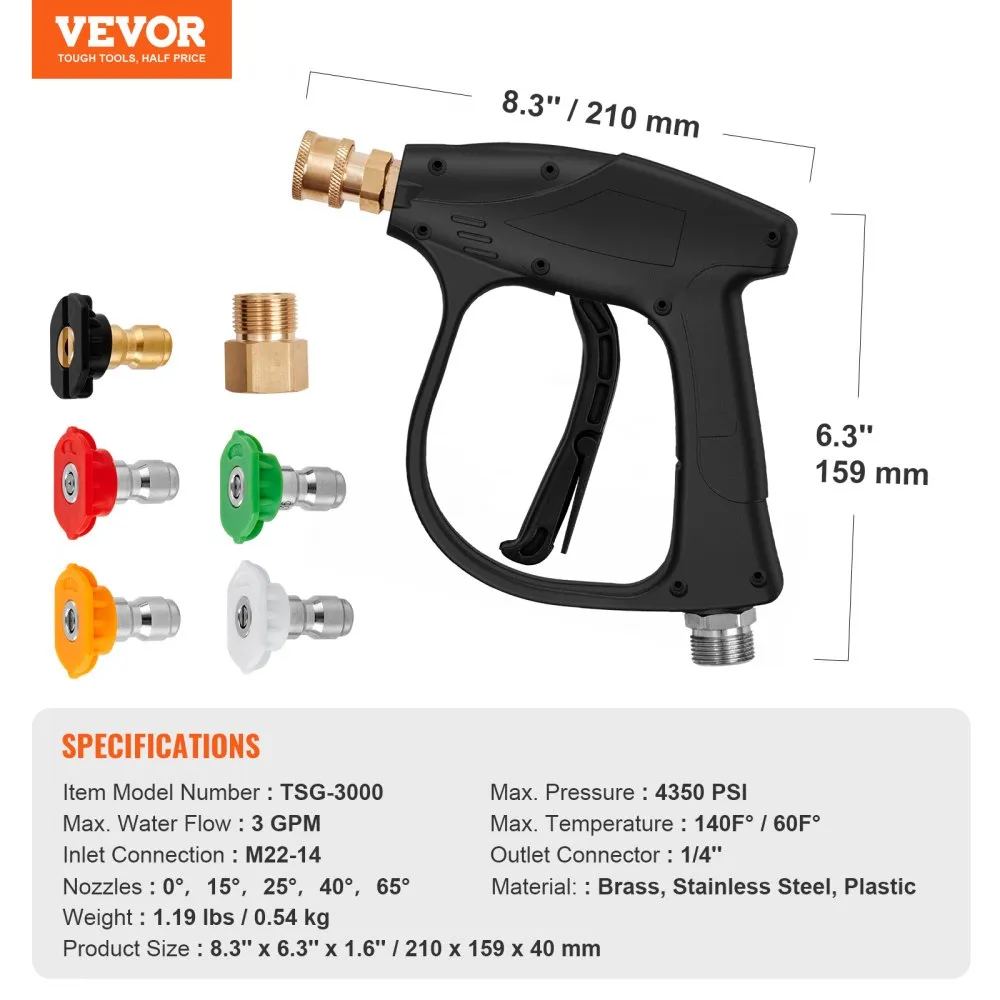 VEVOR hogedrukpistool max. 4350 PSI Max