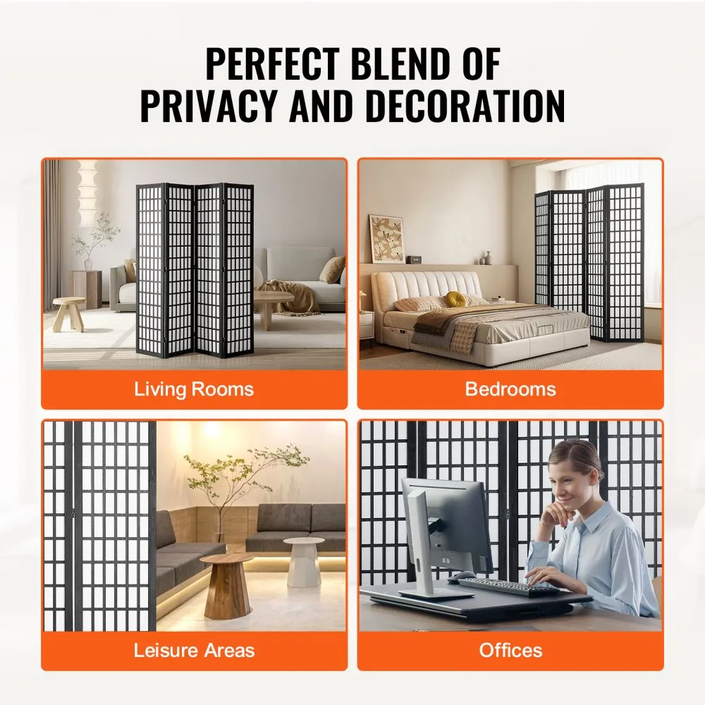 VEVOR ROOMDIVIDER JAPANS 4DELIG KAMERSCHEIDINGSSCHERM HOUTEN PRIVACYSCHERM