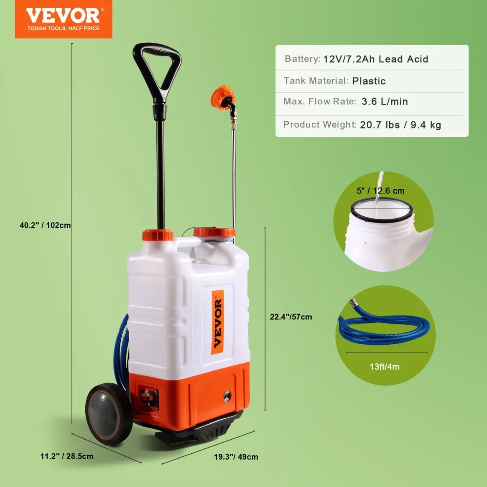 VEVOR RUGZAKSPROEIER TUINSPROEIER SPROEIER MET 15L RESERVOIR 094 PSI
