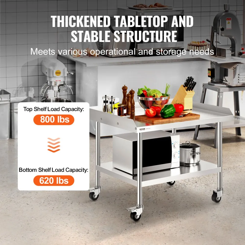 VEVOR RVS werktafel voorbereidingstafel 762x914mm commercieel oprolbaar