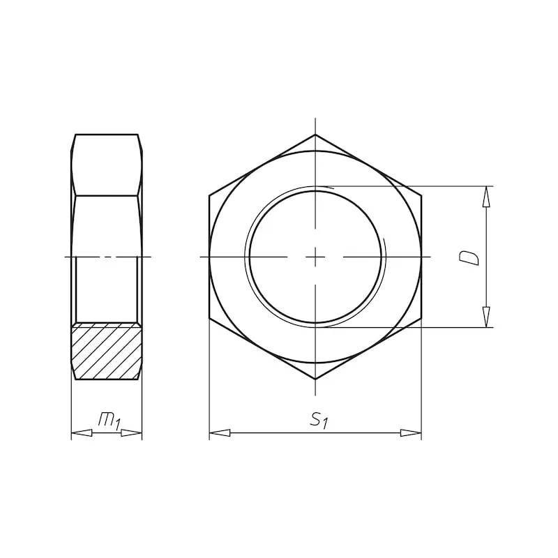 ZESKANTMOER, LAGE VORM ISO 4035 RVS A4035 BLANK
